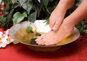 Bathroom with household soap against the fungus of the foot